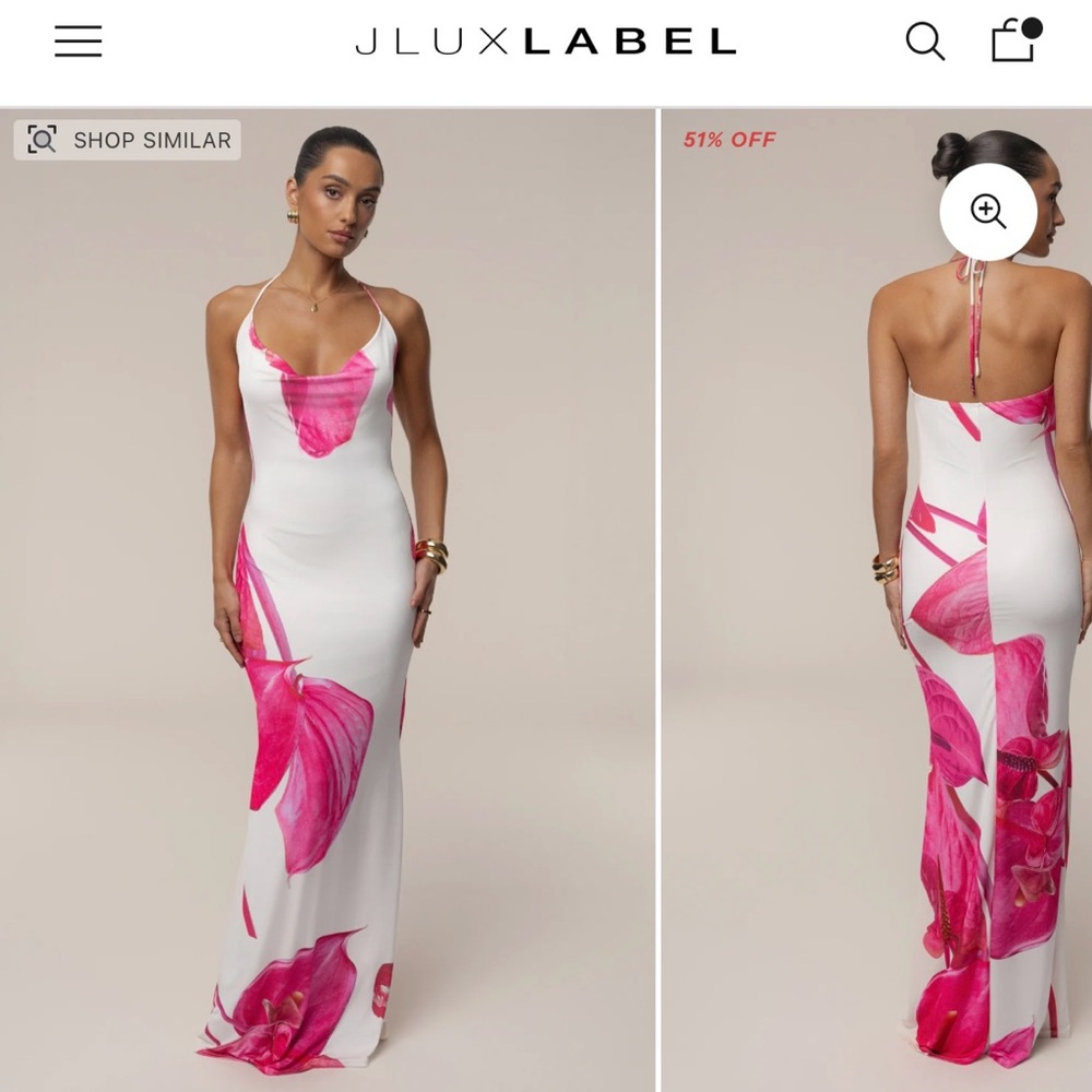 JLUXLABEL White and Pink Backless Dress